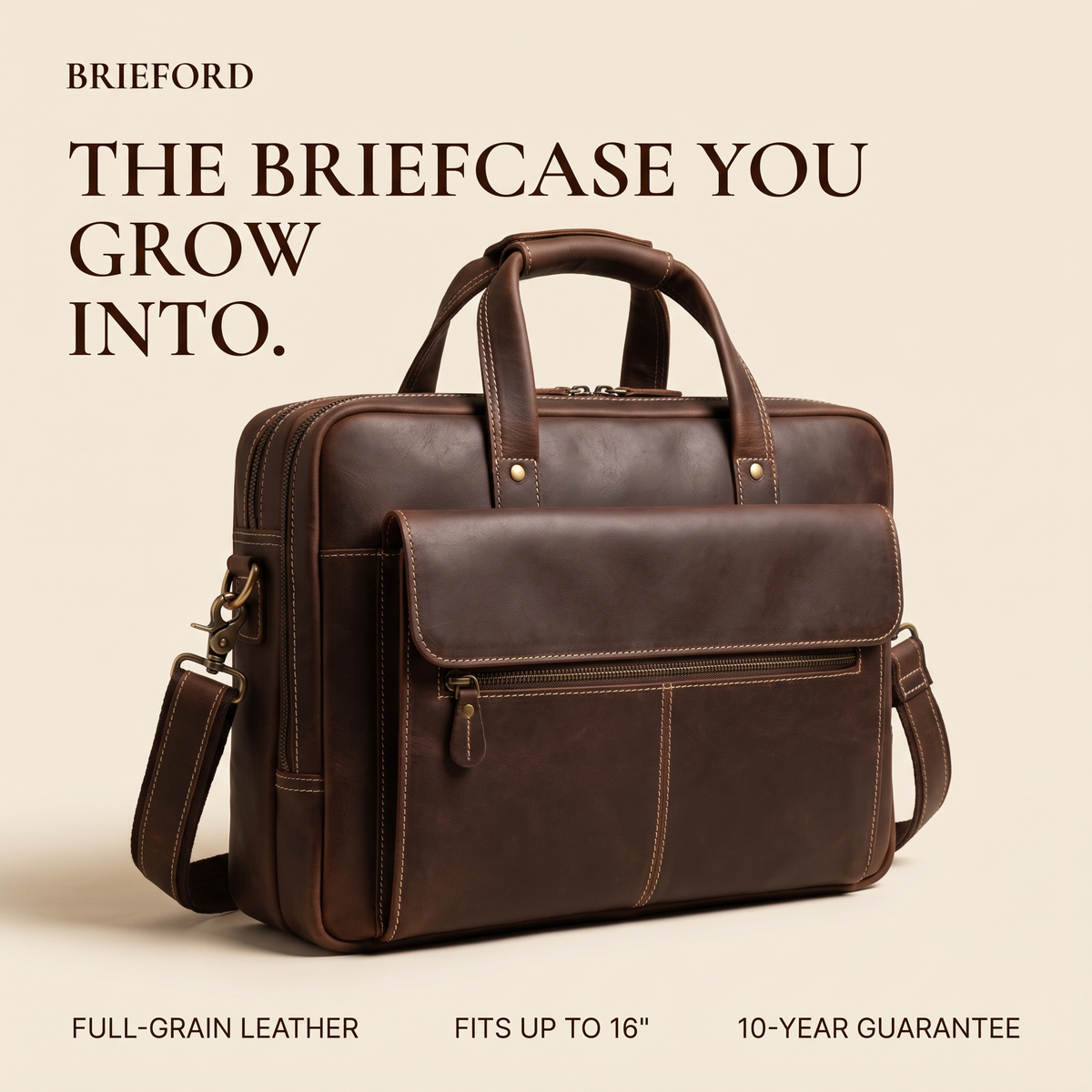 Brieford™ Executive Full-Grain Leather Briefcase