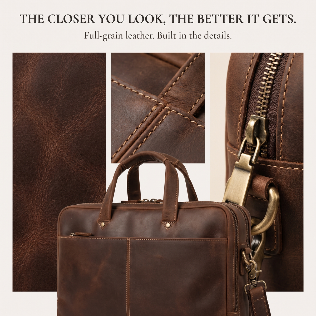Brieford™ Executive Full-Grain Leather Briefcase