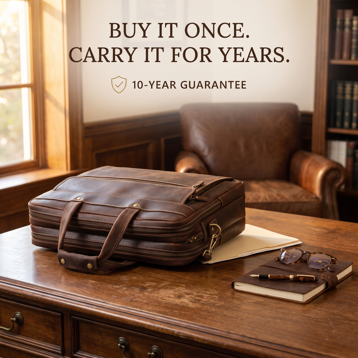 Brieford™ Executive Full-Grain Leather Briefcase